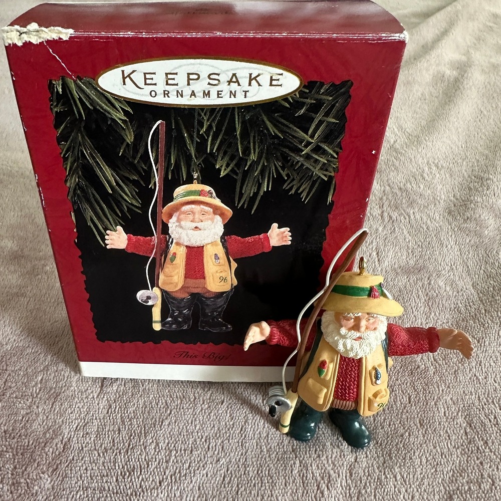 Hallmark Keepsake Ornament 1996 This‎ Big Santa Fishing Fisherman